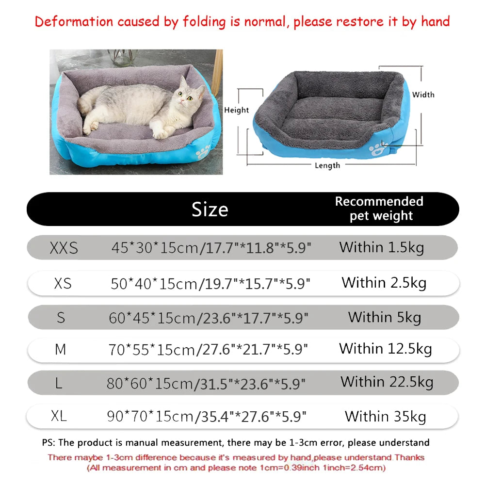 Sofá cuadrado suave para perros grandes, cojín elástico para casa de perros, cama mediana cálida para invierno, perrera lavable para gatos, accesorios para el hogar