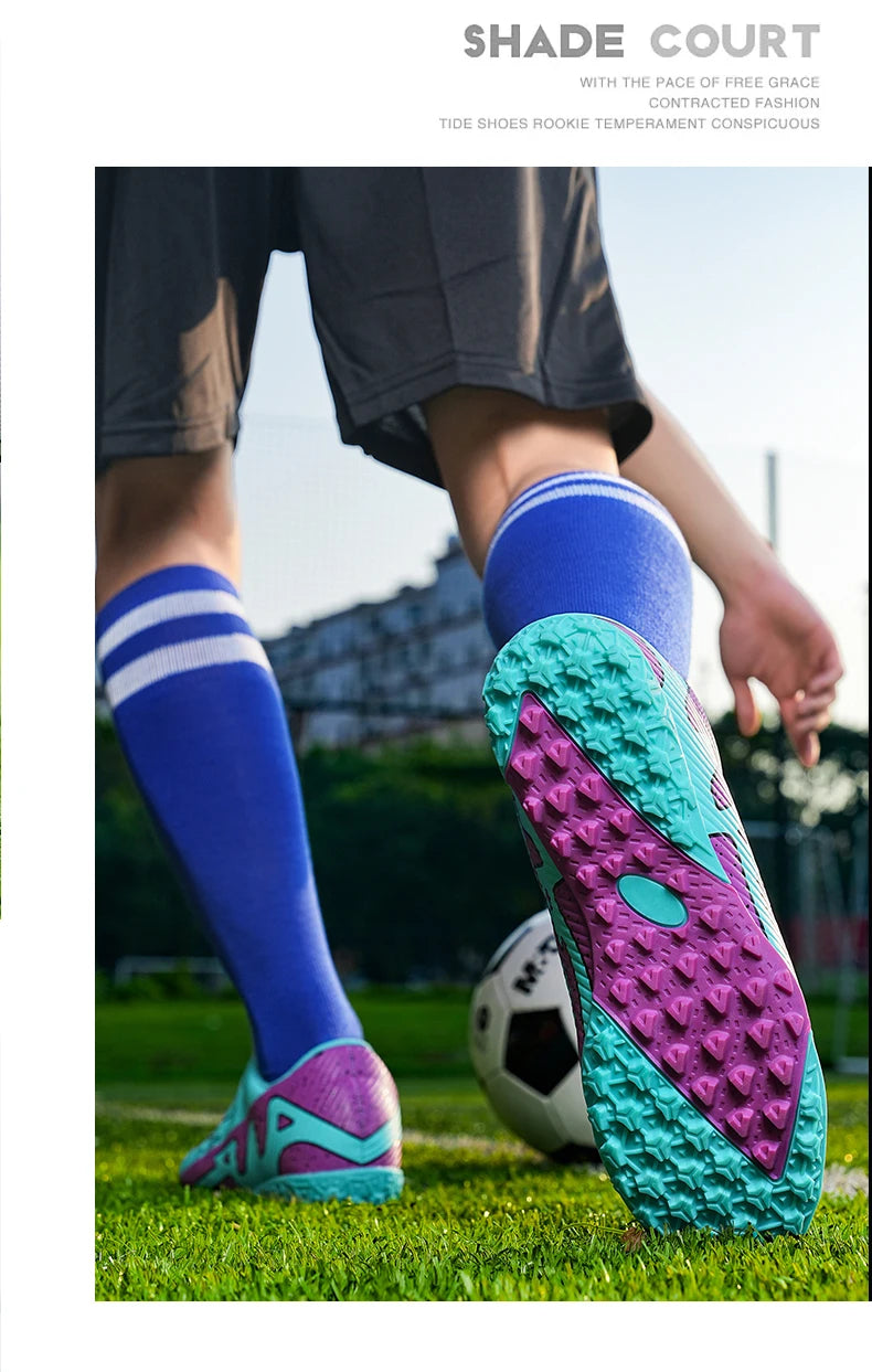 Botas de Fútbol Profesionales FG/TF para Hombre, Tacos Largos para Césped, Transpirables, Ligeras y Cómodas para Entrenamiento