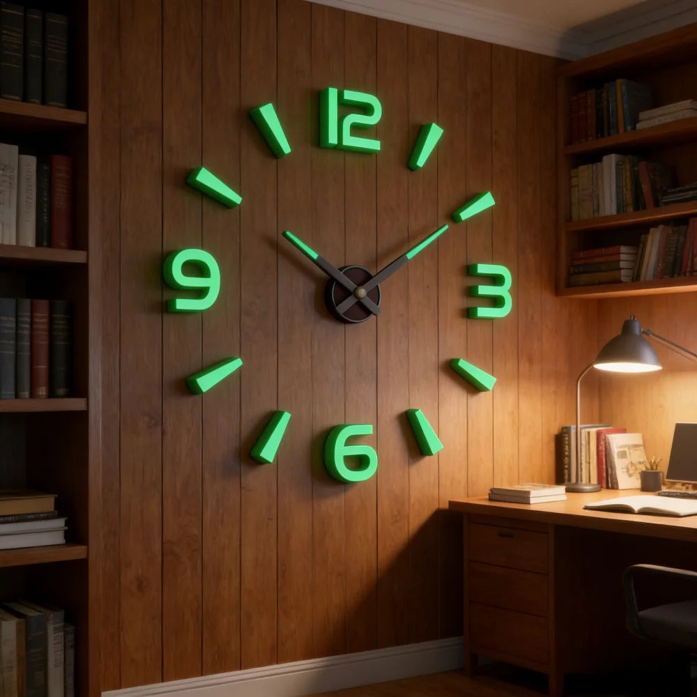 Reloj de pared grande 3D, relojes de pared clásicos luminosos, reloj Digital DIY, relojes de pared, pegatinas, reloj silencioso para el hogar, mesa de salón