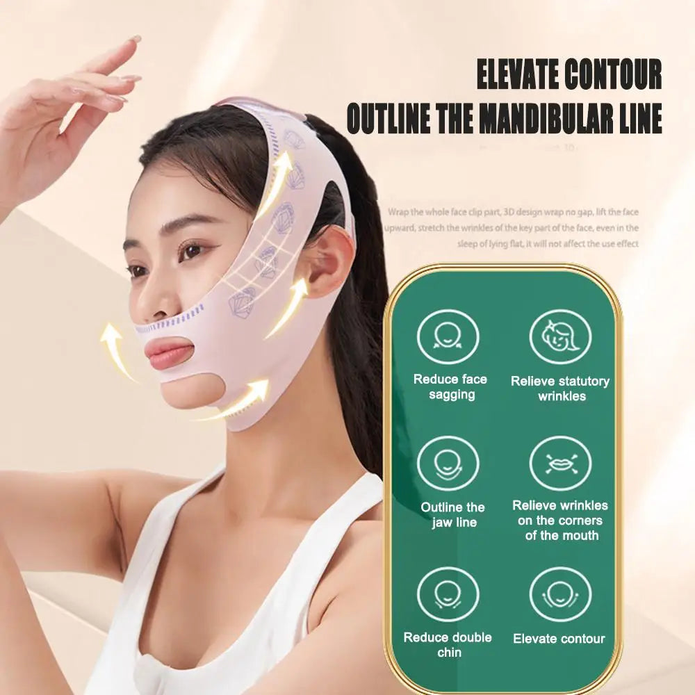 Mascarilla Facial de Diseño Innovador para Levantar el Mentón y Dar Forma a la Línea V, Mascarilla para Dormir que Esculpe el Rostro, Correa Adelgazante Facial, Cinturón de Estiramiento Facial