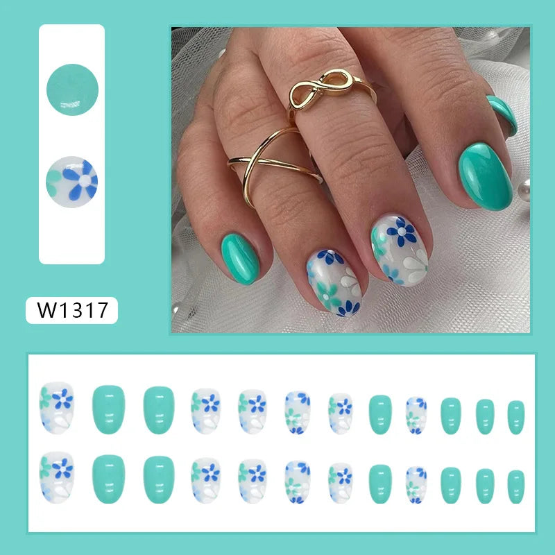 Dulce francés 24 Uds. De uñas postizas degradadas rosas, manicura de dedos artificiales brillantes, uñas postizas reutilizables para mujeres