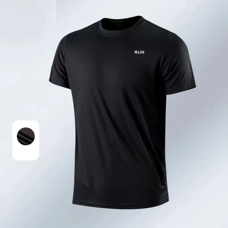 Camiseta deportiva de verano para hombre, camiseta atlética de manga corta con cuello redondo, poliéster, secado rápido, transpirable, ligera, para gimnasio, correr, culturismo, entrenamiento, fútbol, camisetas depo