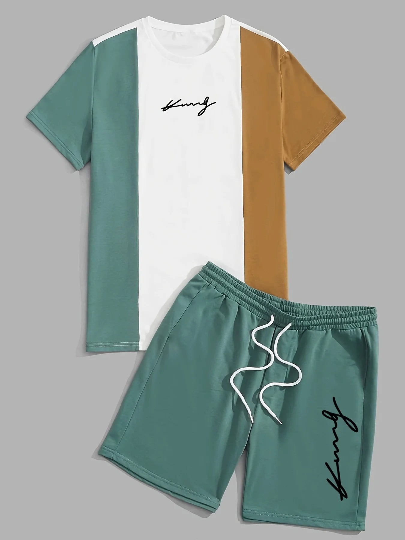 Conjunto de Camiseta y Pantalones Cortos Casuales de Verano para Hombre 2026, Conjunto Deportivo, Camiseta de Manga Corta de Talla Grande, Pantalones Cortos con Bolsillo con Cordón