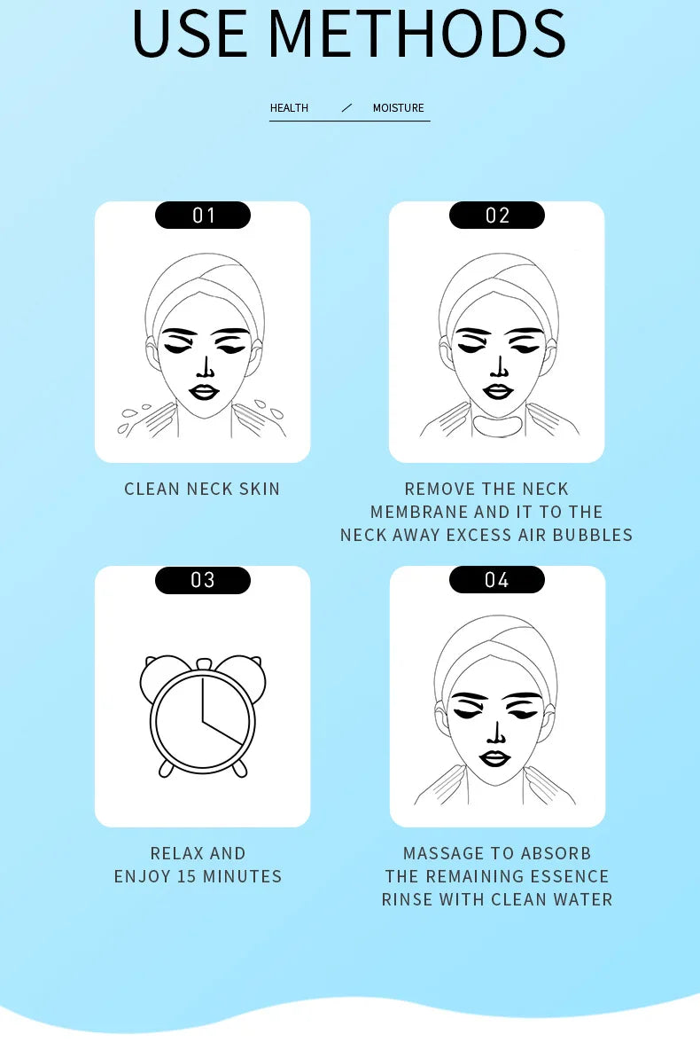 10 Uds SADOER ácido hialurónico máscara de cuello colágeno reafirmante máscaras de cuello nutritivo brillo belleza hidratante cuellos cuidado de la piel