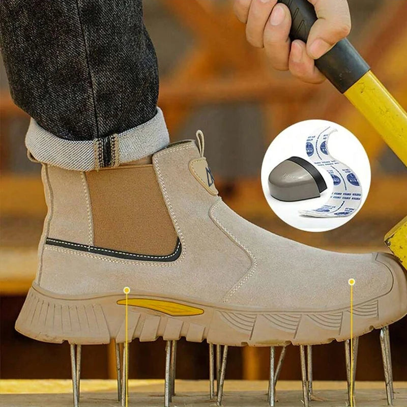 Zapatos de seguridad con punta de acero para hombres y mujeres, zapatos de trabajo antideslizantes, zapatillas de deporte, zapatos de trabajo protectores para exteriores, botas de seguridad para exteriores para hombres