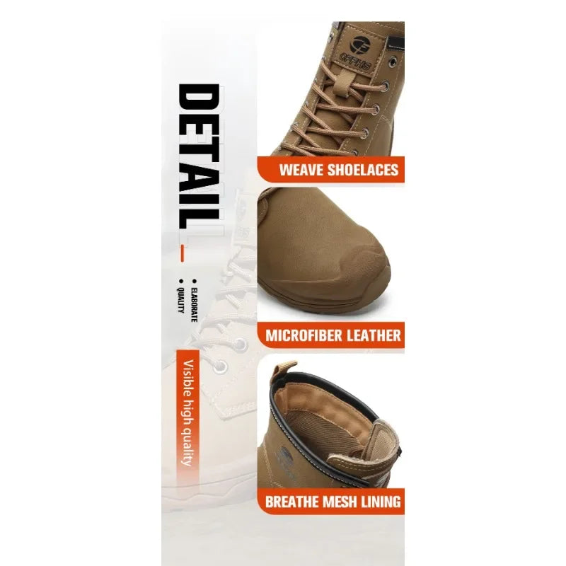 Botas de trabajo de microfibra de alta gama para hombre con puntera de acero para antigolpes y antipinchazos, antipinchazos de Kevlar