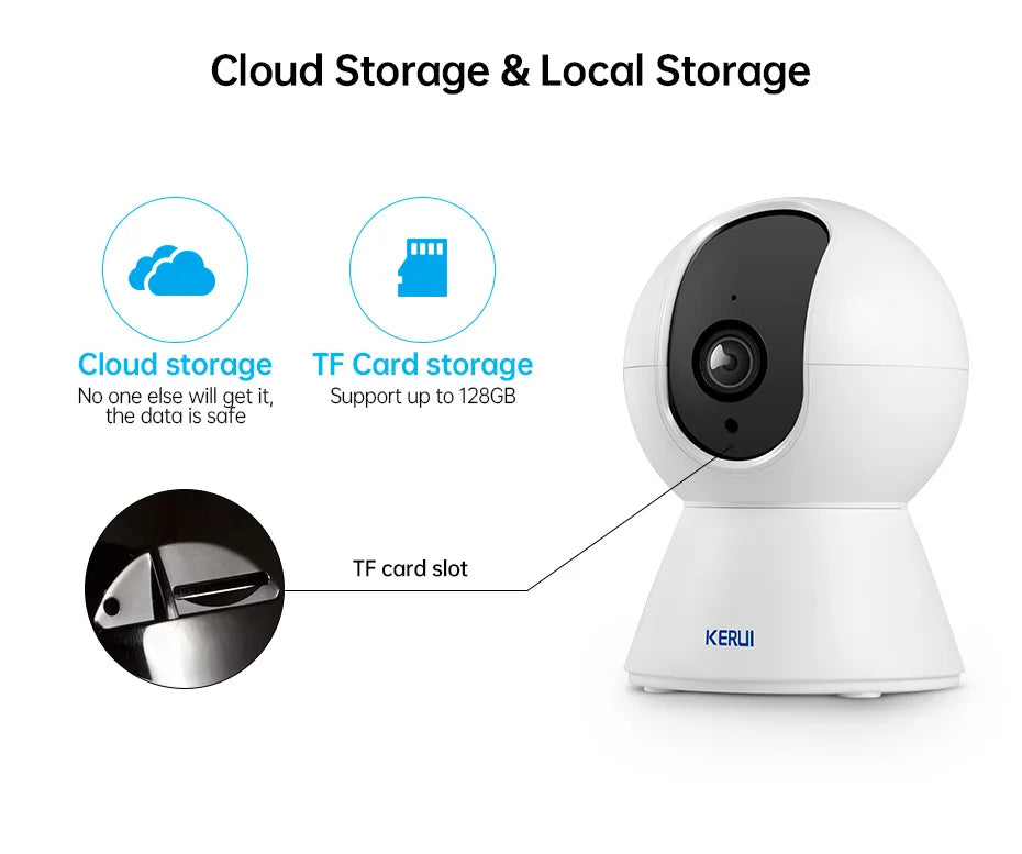 KERUI-minicámara IP inteligente Tuya de 5MP, videocámara inalámbrica para interiores, con WiFi, detección humana de IA, vigilancia CCTV, Monitor de bebé
