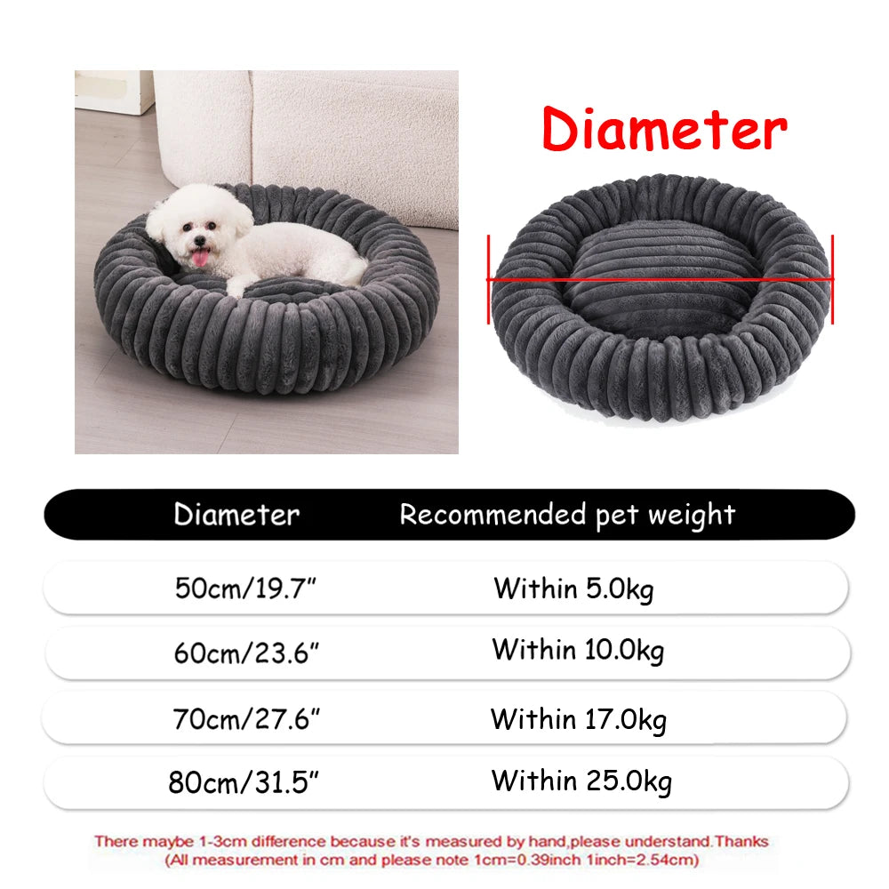 Cama redonda para perros, cama cálida de invierno para gatos, cesta de felpa para perros, cama lavable para mascotas, sofá para perros pequeños, medianos y grandes