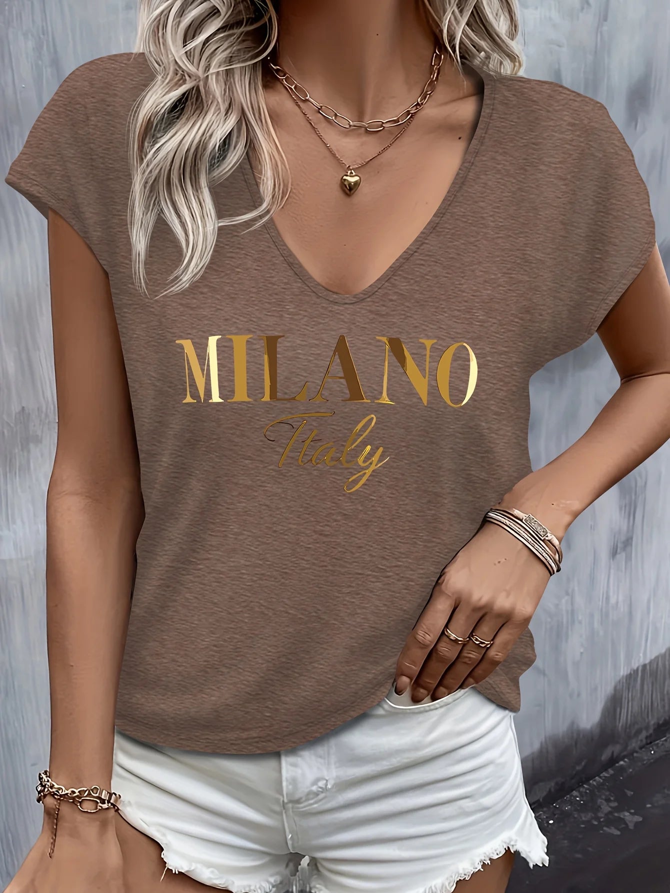 Camiseta holgada de Modal con cuello en V de manga corta para mujer, camiseta transpirable cómoda de manga corta de verano
