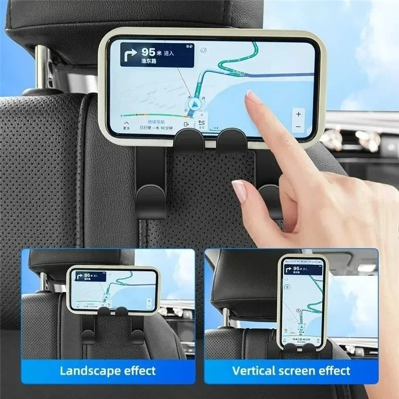 Soporte Universal para Teléfono Móvil para Colgar en el Asiento Trasero del Coche, Soporte para Reposacabezas, Soporte Portátil con Gancho para el Asiento Trasero del Coche