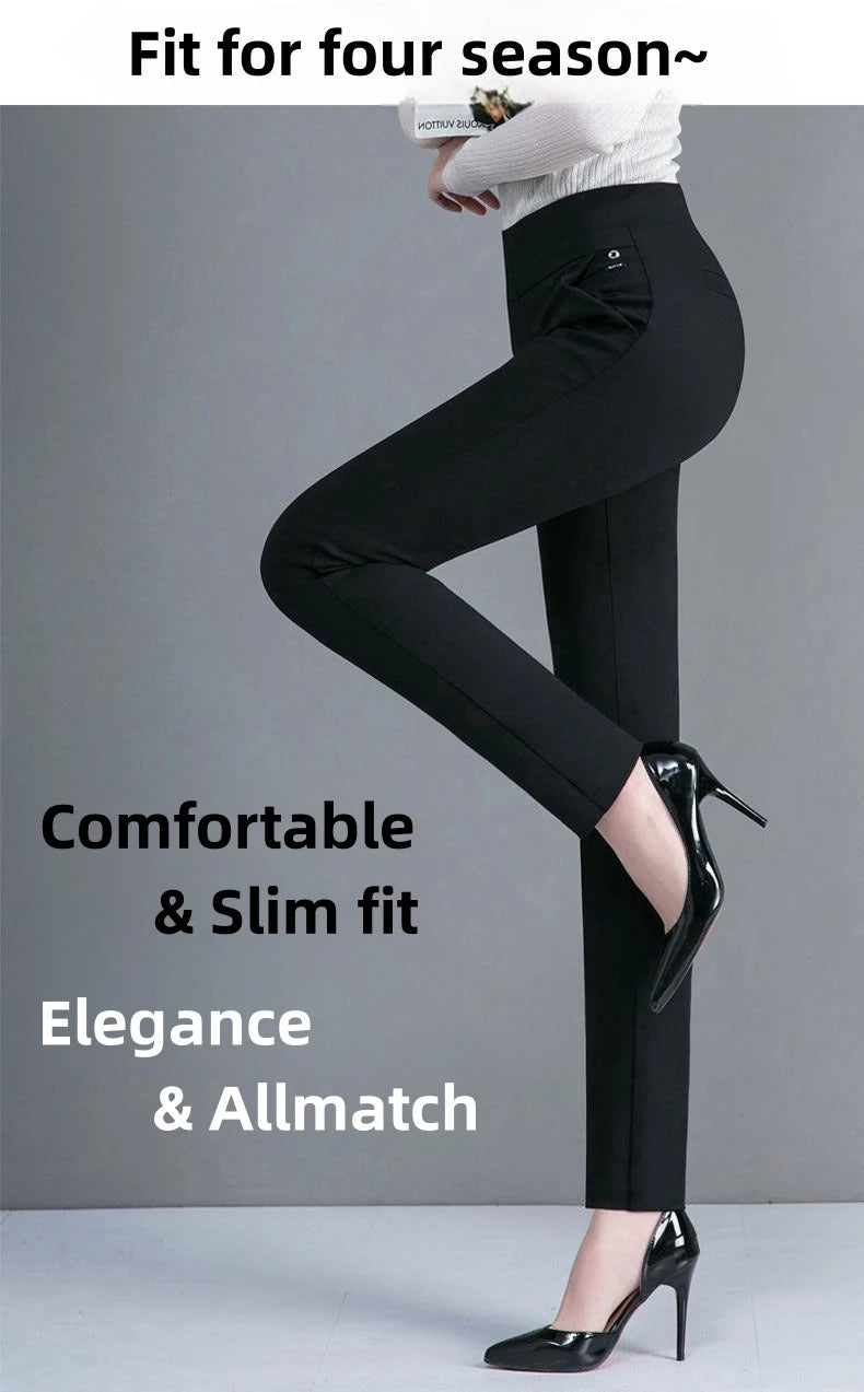 Pantalones de talla grande para mujer, ropa básica de lana para oficina, pantalones pitillo térmicos gruesos y finos, Otoño e Invierno 2024