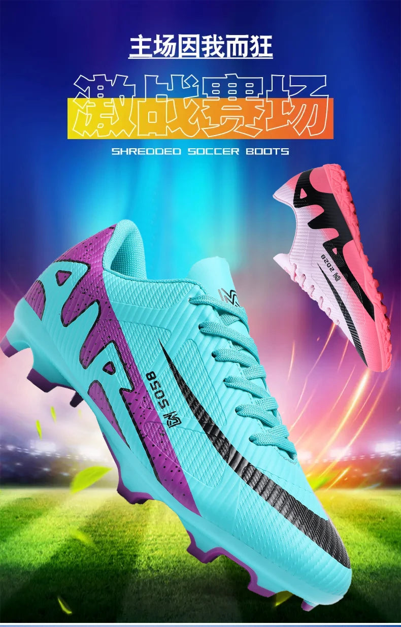 Botas de Fútbol Profesionales FG/TF para Hombre, Tacos Largos para Césped, Transpirables, Ligeras y Cómodas para Entrenamiento