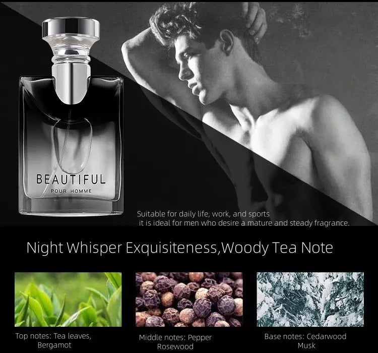 Fascination-Perfume para Hombre, 100ml, fragancia de Colonia de larga duración, aroma de té, feromonas para Hombre, fragancia Original en aerosol, Parfum para Hombre