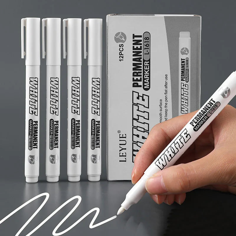Nuevo 1/2/3 Uds marcador de Metal impermeable pluma de pintura blanca permanente arte de lavado pintura Graffiti bolígrafos tela madera cuero marcador 1MM