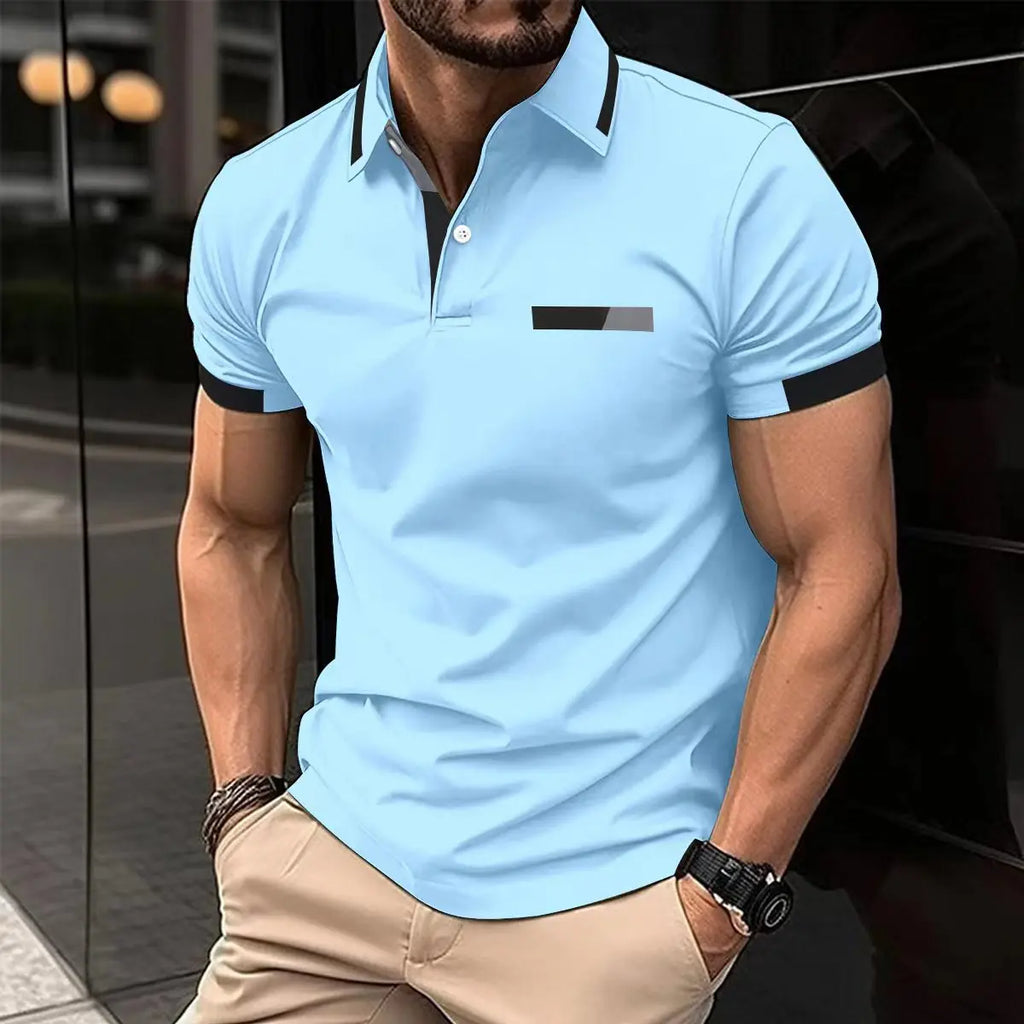 Camiseta deportiva informal para hombre, Polo elástico de manga corta para gimnasio y correr, top con solapa, camiseta ajustada para hombre