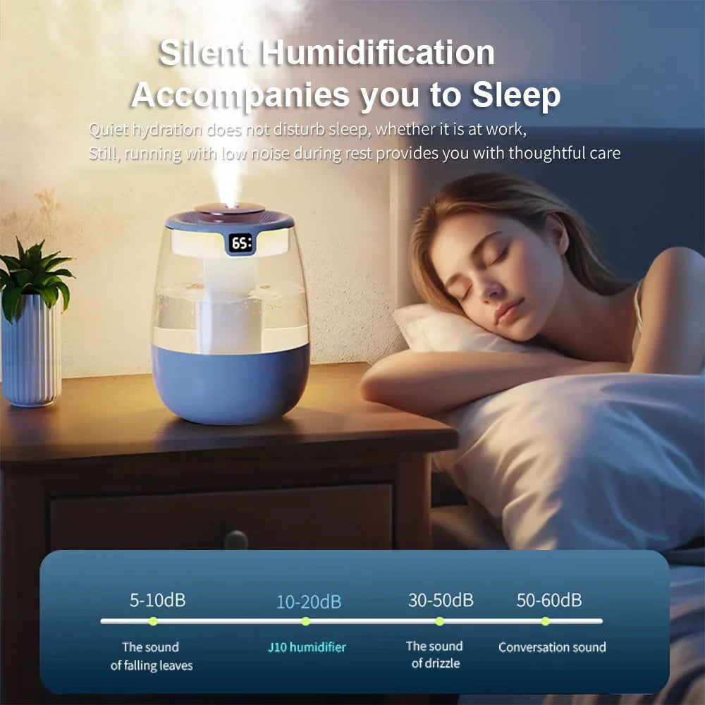 Humidificador de aire profesional de gran capacidad, doble puerto de pulverización, máquina de niebla para el hogar, habitación, oficina, humidificador de aire de escritorio silencioso