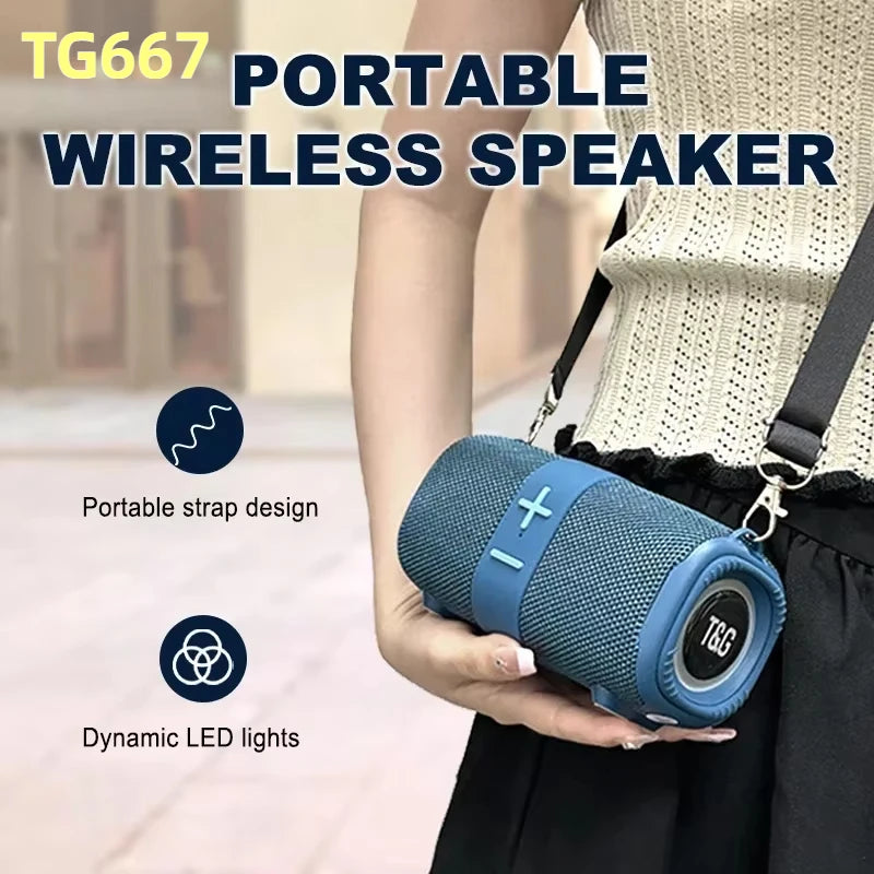 Altavoz Bluetooth inalámbrico portátil para exteriores TG667, altavoz doble, Subwoofer Bluetooth 5,3 con soporte RGB, tarjeta FM/TF/disco USB