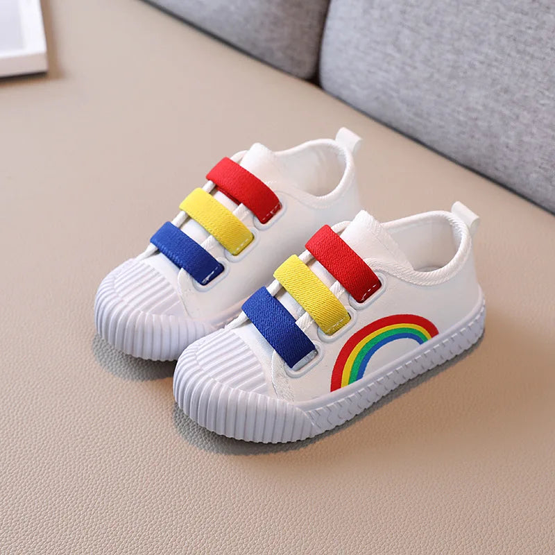 Zapatillas de deporte para niños, zapatos con gancho a la moda para niñas, zapatos de lona informales antideslizantes para estudiantes, zapatos planos de diseñador para primavera y otoño