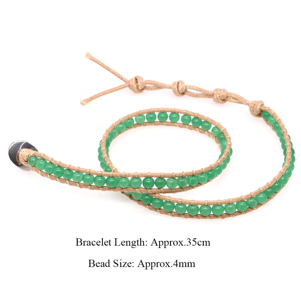 Pulsera de cuentas bohemias de piedra Natural, lapislázuli, 2 hebras, brazalete tejido de cuerda de cuero multicapa para mujeres y hombres, regalo de joyería