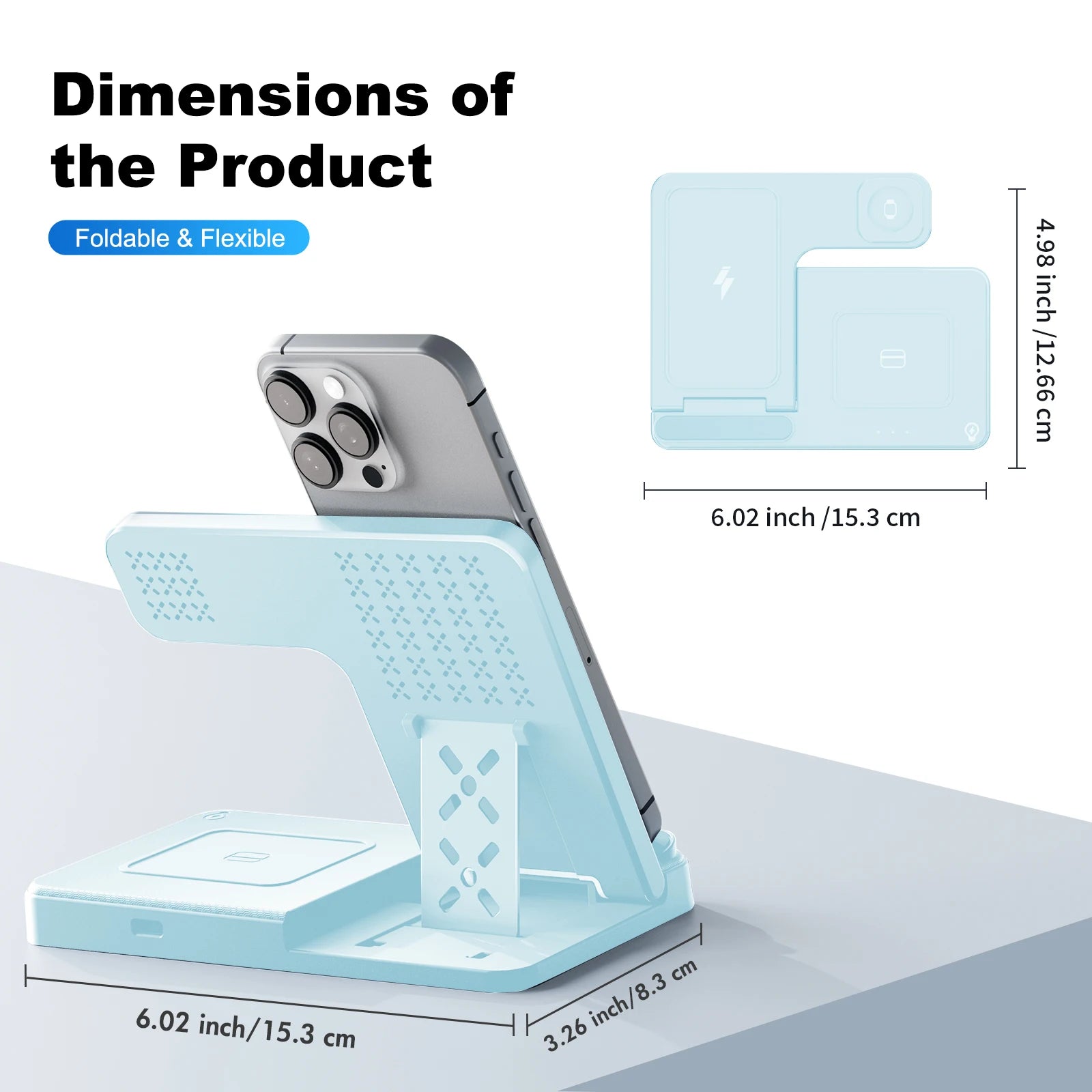 Soporte de cargador inalámbrico magnético 3 en 1, estación de carga rápida de 15W, múltiples dispositivos para iPhone 15 14 13 8 Apple Watch Airpods