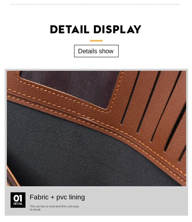 Nueva cartera larga estilo libro de cheques de Color café para hombre de gran capacidad PU Retro largo para hombres con ranuras para tarjetas con ventana de identificación