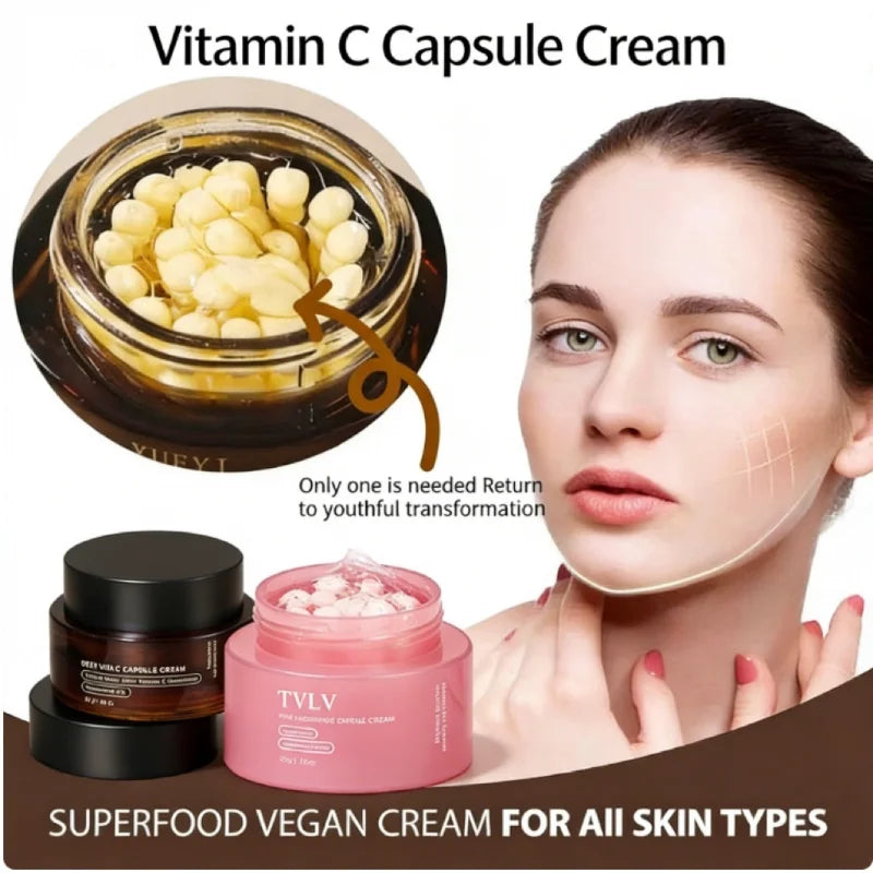 Marca Vc cápsula crema para arrugas nuevo colágeno hidratación profunda reafirmante brillo piel Facial delicada crema suave