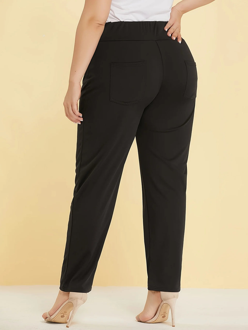 Otoño e Invierno nuevas mujeres de talla grande tejido de punto modelos casuales diseño de hendidura pantalones rectos