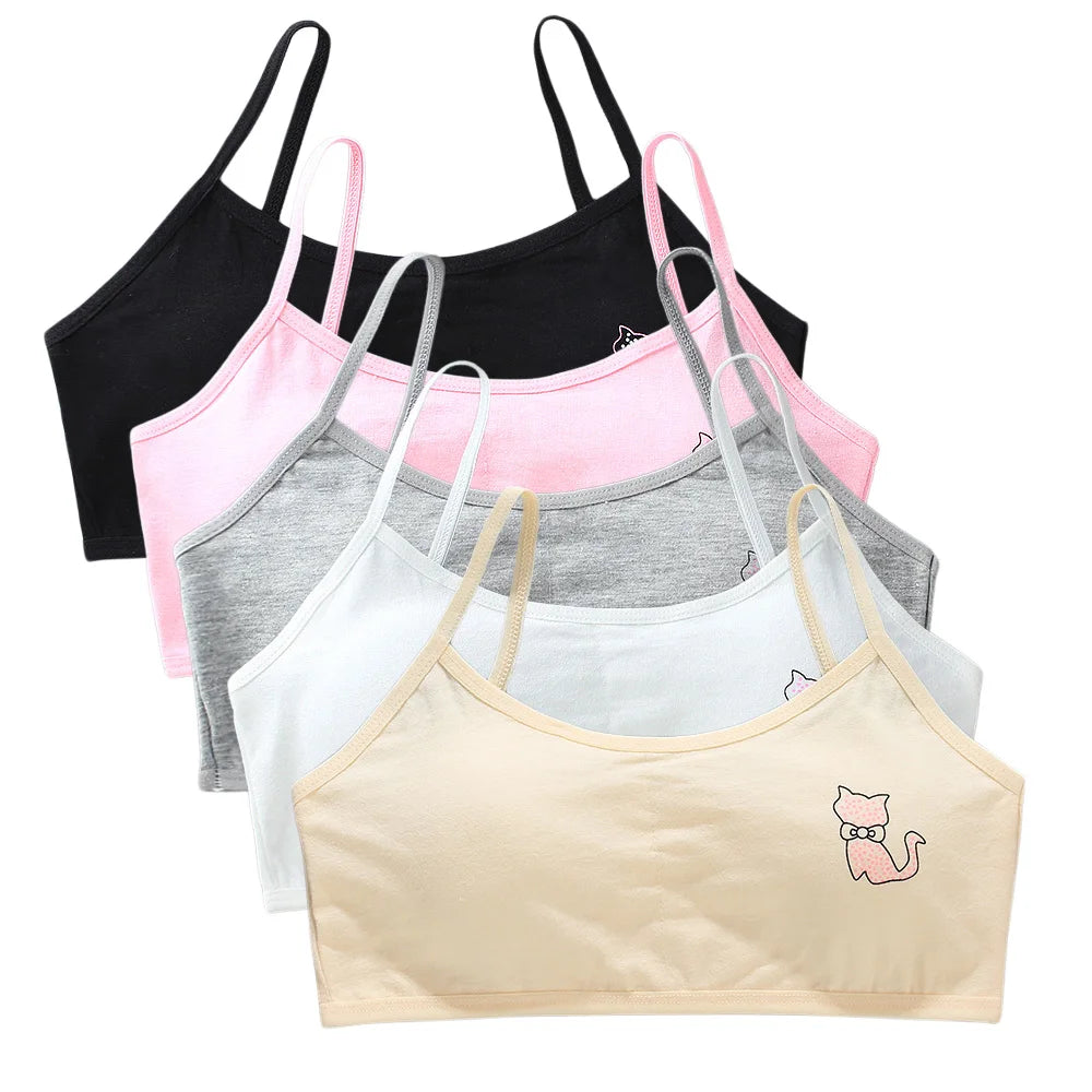 5 unids/lote Teeange niñas pequeñas sujetadores de entrenamiento Purbery School Girl Sujetador deportivo niños almohadilla para el pecho desmontable ropa interior niños Tops de tubo