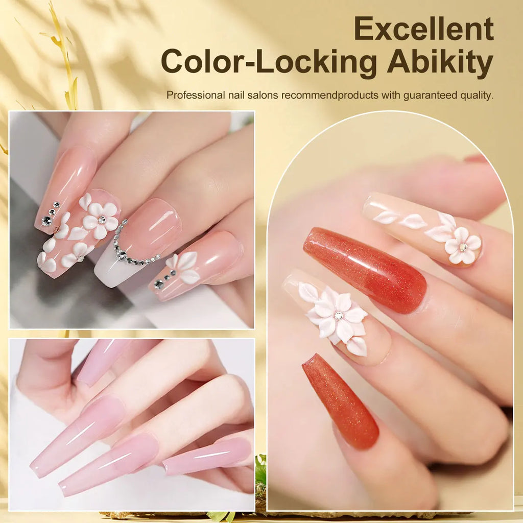 LIMEGIRL-polvo acrílico para uñas, 5 colores, profesional, rosa, claro, blanco, polímero desnudo para extensión de uñas, polvo fino de calidad para salón