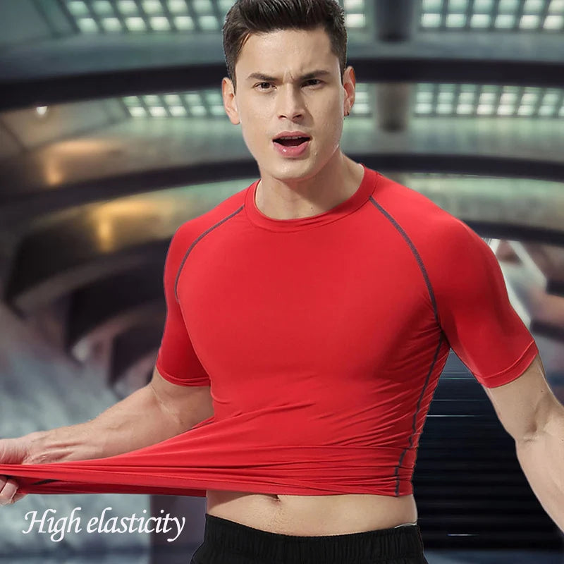Conjunto de compresión con estampado 3D de Anime para hombre, Top de gimnasio de manga corta + pantalones cortos de entrenamiento, conjunto de protección contra sarpullidos transpirable de secado rápido