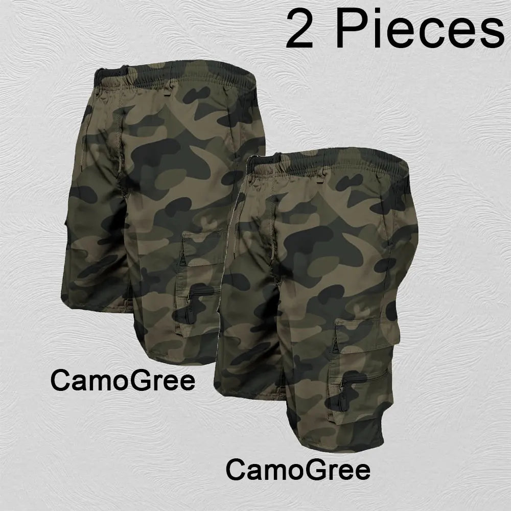 Pantalones cortos Cargo a la moda para hombre, pantalones tácticos para hombre, pantalones deportivos informales con bolsillos grandes, pantalones con paneles Cargo de talla grande para hombre