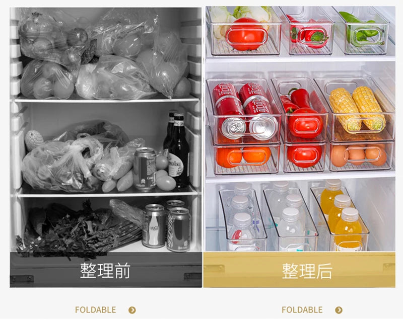 Caja de almacenamiento transparente para refrigerador, organizador de frutas y verduras, contenedor transparente para cocina, almacenamiento de alimentos y bebidas, 2030