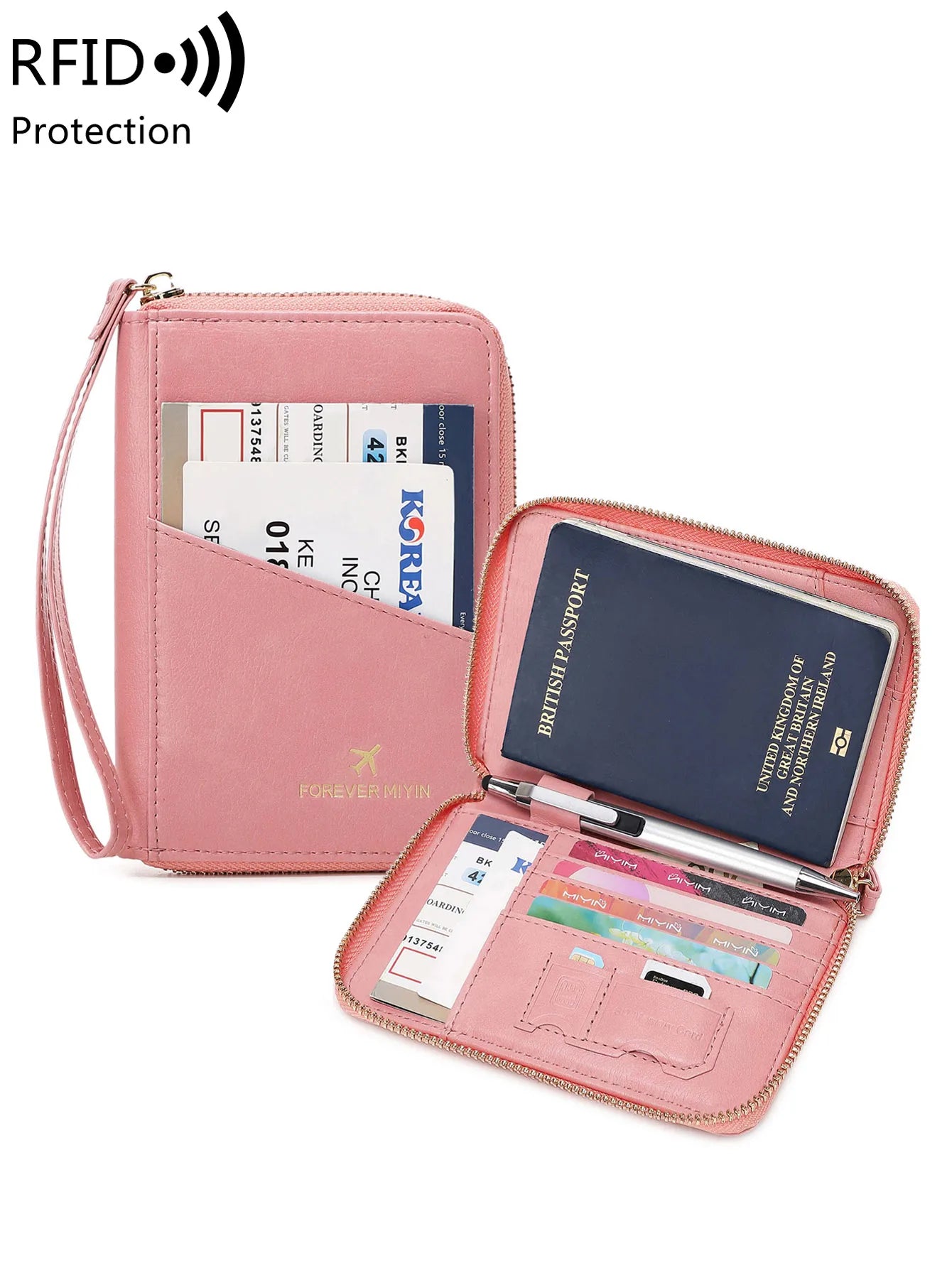 Nueva bolsa de pasaporte retro para hombres y mujeres, funda de pasaporte de moda RFID, accesorios de viaje con clip para pasaporte de cuero multifuncional