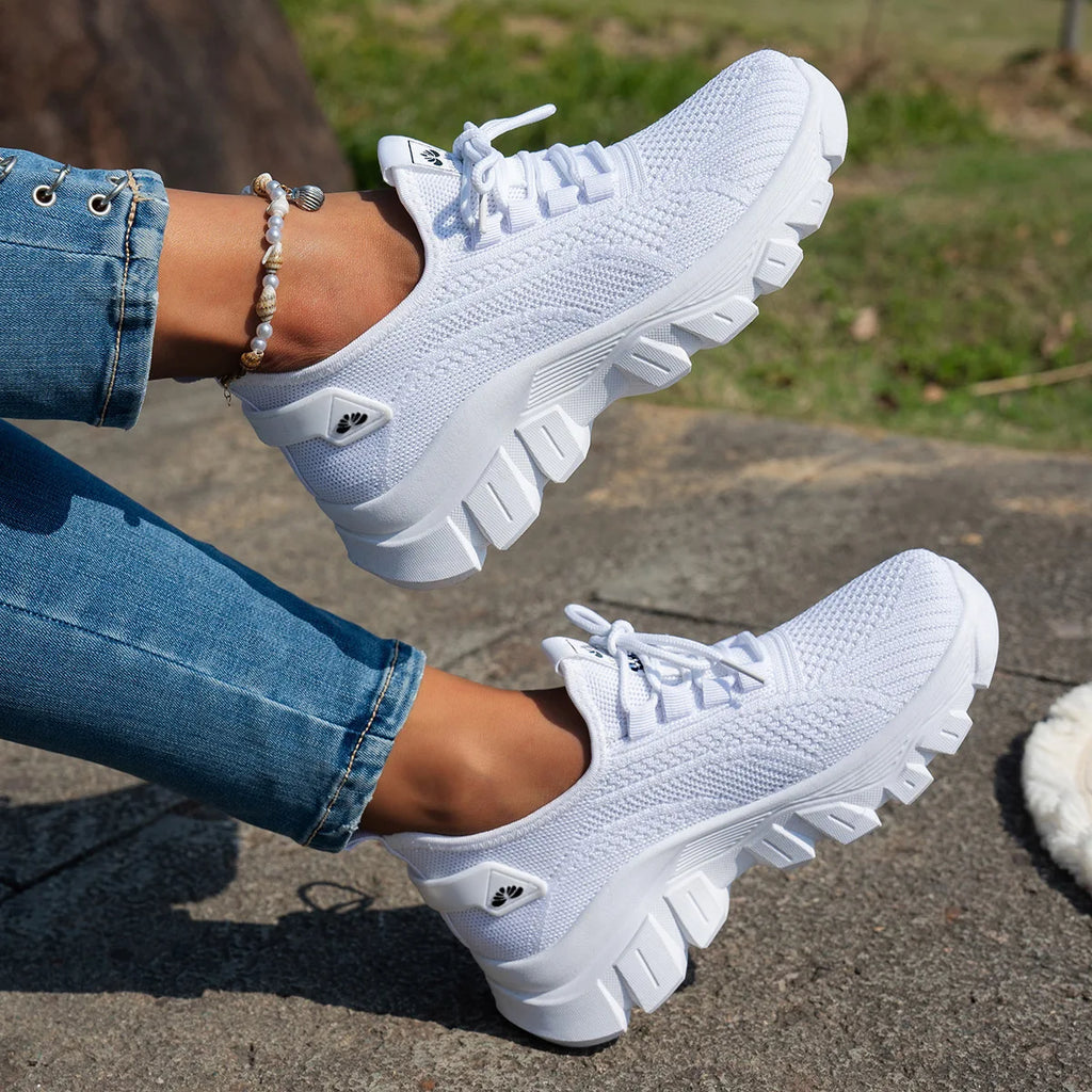 Zapatos de punto para mujer, zapatos ligeros y transpirables para mamá, talla grande, cómodos, antideslizantes, informales, suela plana, sin cordones, primavera 2025