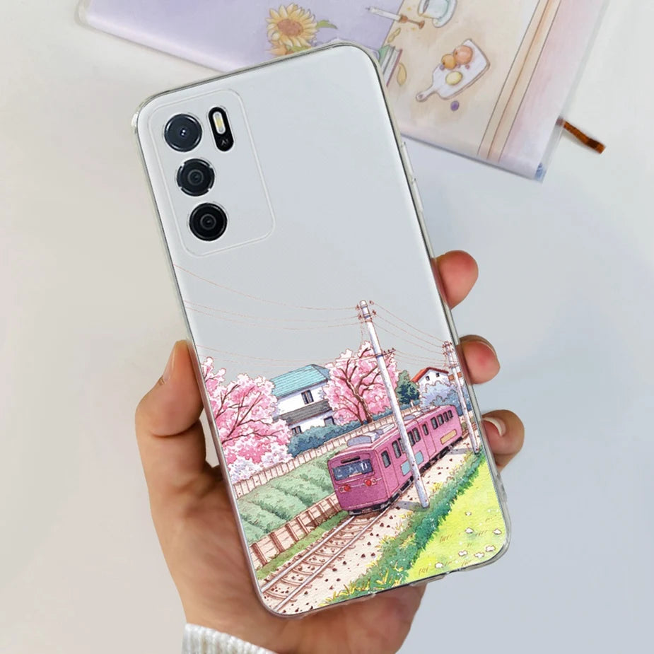 Para Oppo A16 A16s funda elegante pintada contraportada suave funda de teléfono delgada para Oppo A16s OppoA16 s CPH2269 Coque Fundas carcasa de parachoques