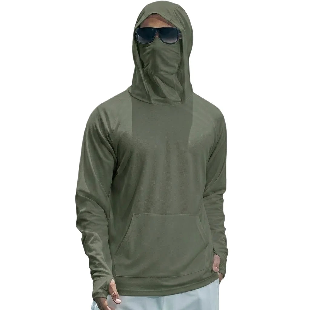 Camiseta de Manga Larga UPF50+ para Hombre, Sudadera Informal de Verano, Camiseta Deportiva de Secado Rápido para Correr, Protección Solar, Pesca, Tops de Seda de Hielo