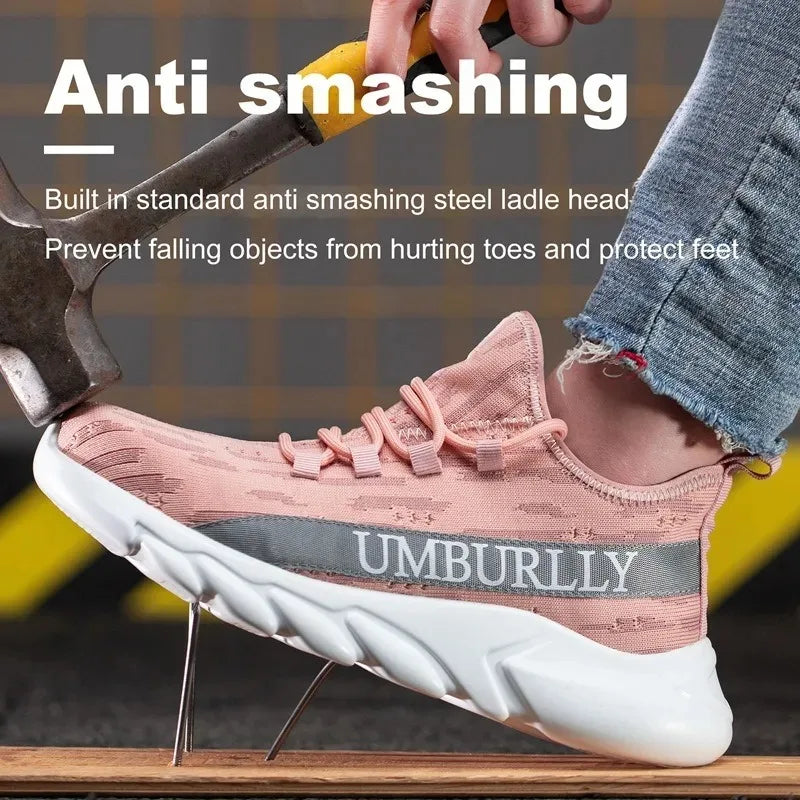 Zapatos de protección laboral para mujer, antigolpes, antiperforación, ligeros, transpirables, duraderos, cómodos zapatos de trabajo