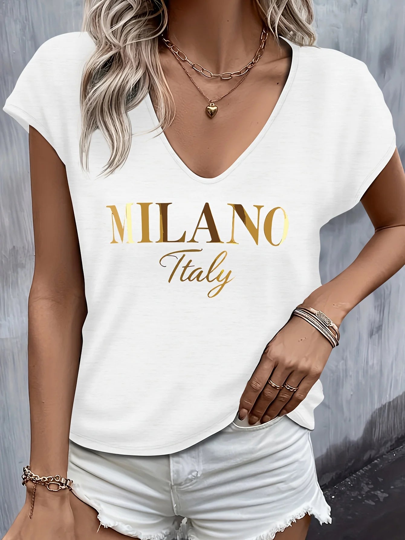 Camiseta holgada de Modal con cuello en V de manga corta para mujer, camiseta transpirable cómoda de manga corta de verano