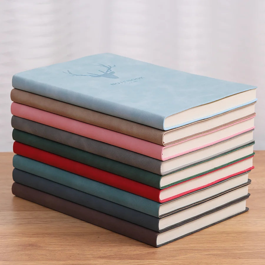 Cuaderno popular con cabeza de ciervo tamaño A5, cuaderno de negocios, diario portátil, cuaderno de bocetos para reuniones de oficina, 180 páginas