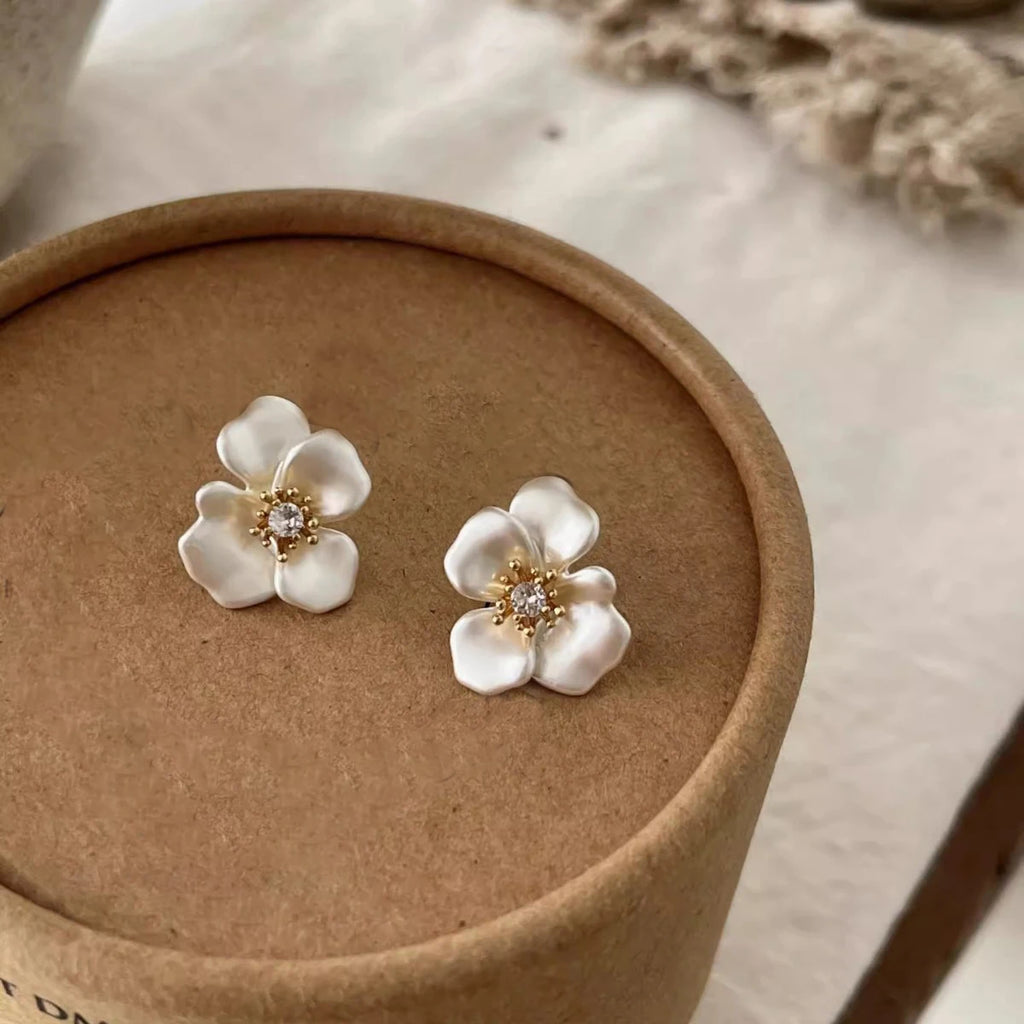 PANJBJ-pendientes de plata de ley 925 con forma de flor para mujer, con circonita, acabado mate, estilo Retro, regalo de joyería de cumpleaños, envío directo