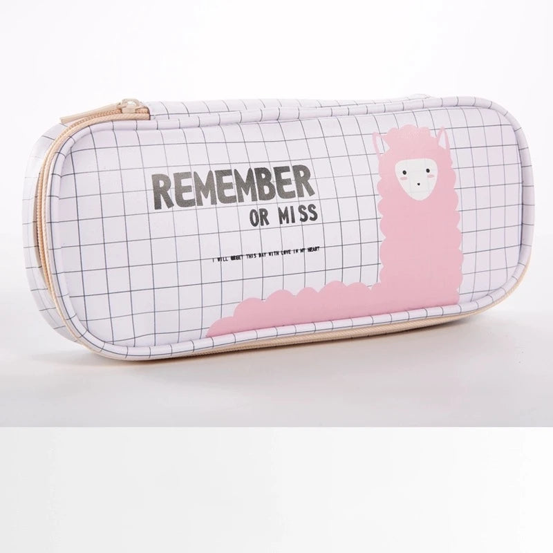 Estuche de cuero PU para lápices de dibujos animados, bolsa de almacenamiento de papelería escolar, estuche bonito para estudiantes, bolsa para bolígrafos para niños, regalos y premios