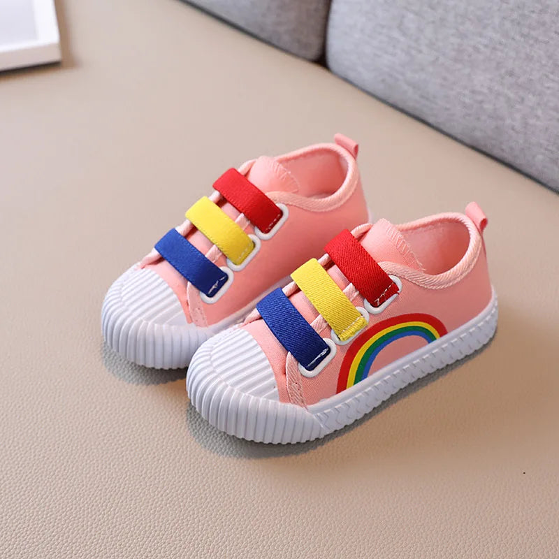 Zapatillas de deporte para niños, zapatos con gancho a la moda para niñas, zapatos de lona informales antideslizantes para estudiantes, zapatos planos de diseñador para primavera y otoño