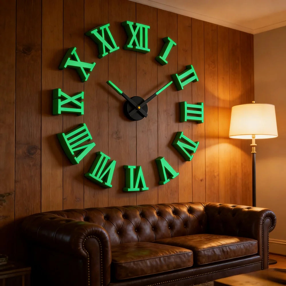 Reloj de pared grande 3D, relojes de pared clásicos luminosos, reloj Digital DIY, relojes de pared, pegatinas, reloj silencioso para el hogar, mesa de salón