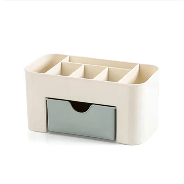 Caja organizadora de maquillaje con cajón, hisopo de algodón, estuche de almacenamiento para lápiz labial, soporte para brochas, plástico Acrílico