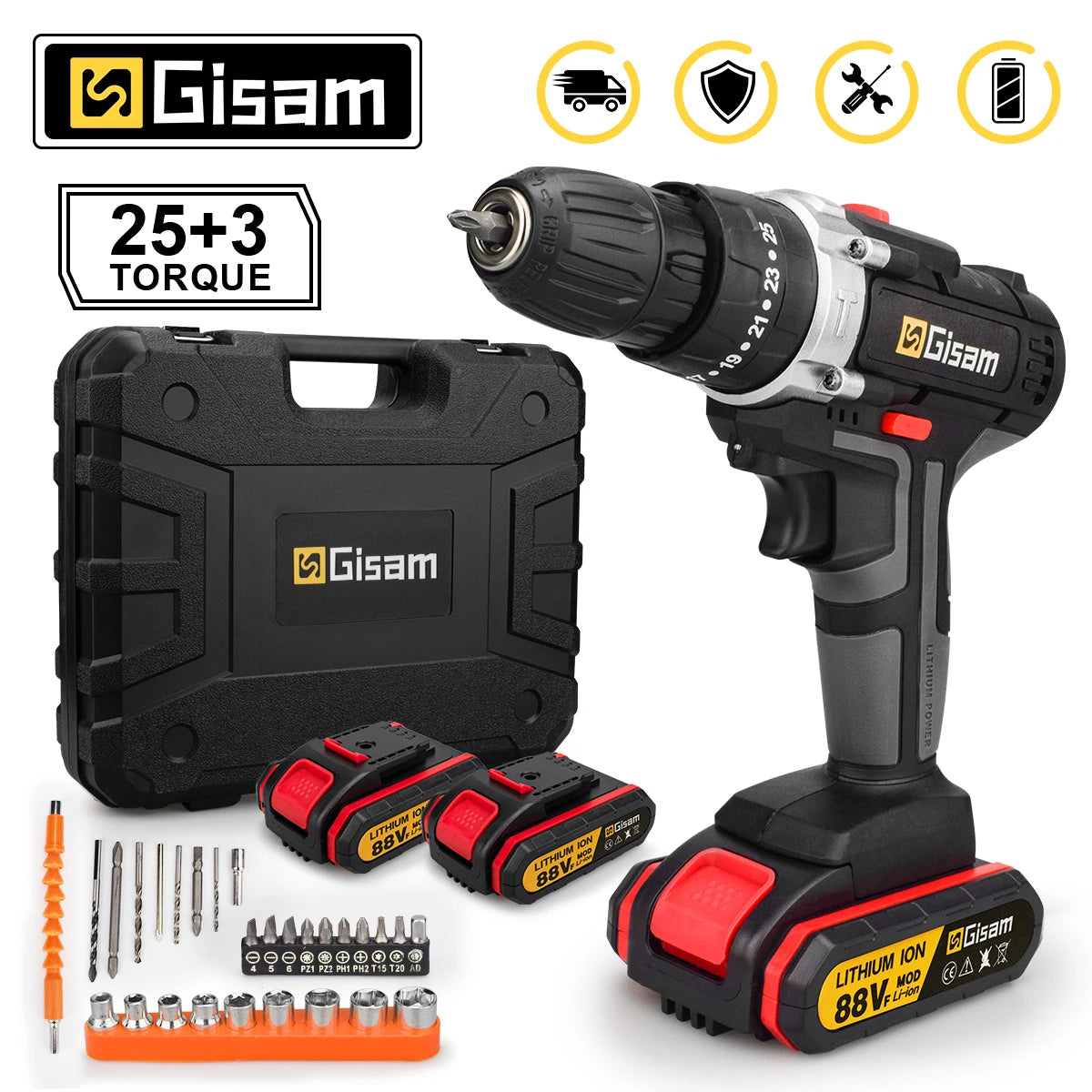 Taladro de impacto inalámbrico de 21V, destornillador eléctrico, taladro percutor eléctrico, Mini taladro manual inalámbrico, herramientas eléctricas con batería de iones de litio