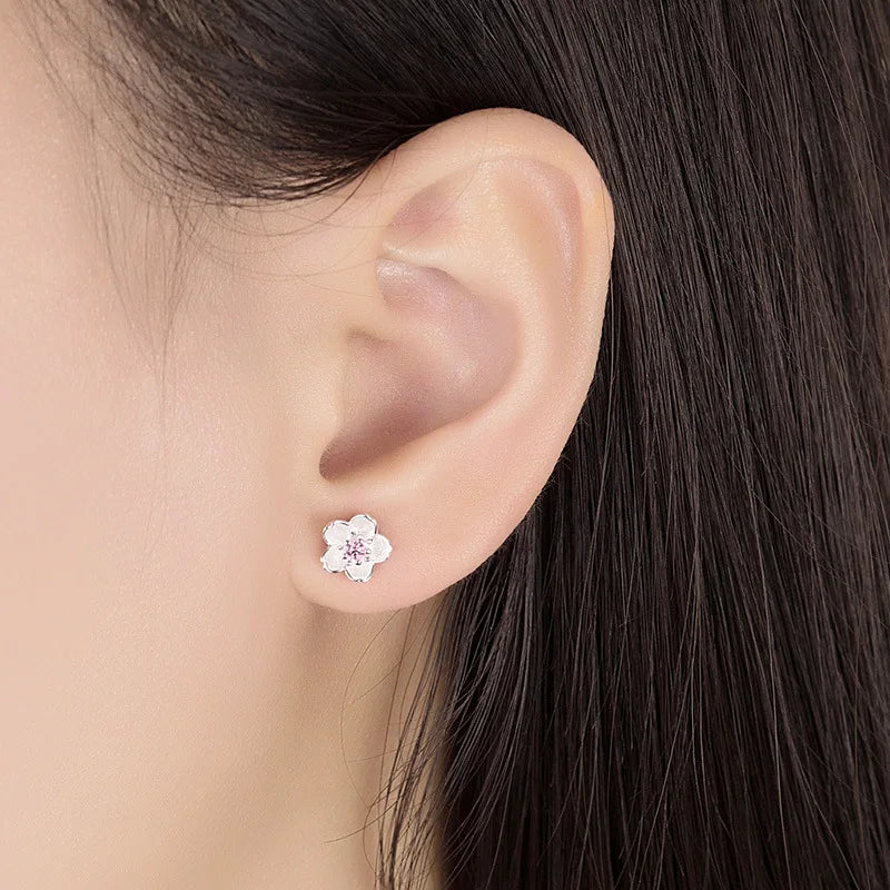 Pendientes pequeños de Plata de Ley 925 con circonita rosa y púrpura para mujer, accesorios de joyería de lujo elegantes para boda, venta al por mayor