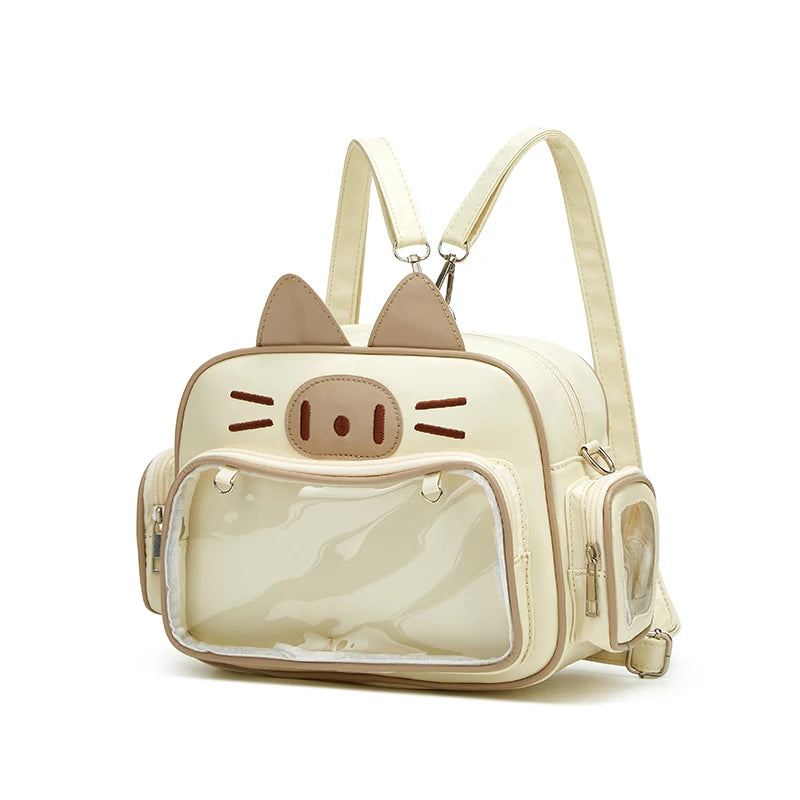 Bolso pequeño Ita de estilo universitario a la moda, mochilas de gato para mujer, bolso de hombro informal de cuero Lolita Jk Harajuku