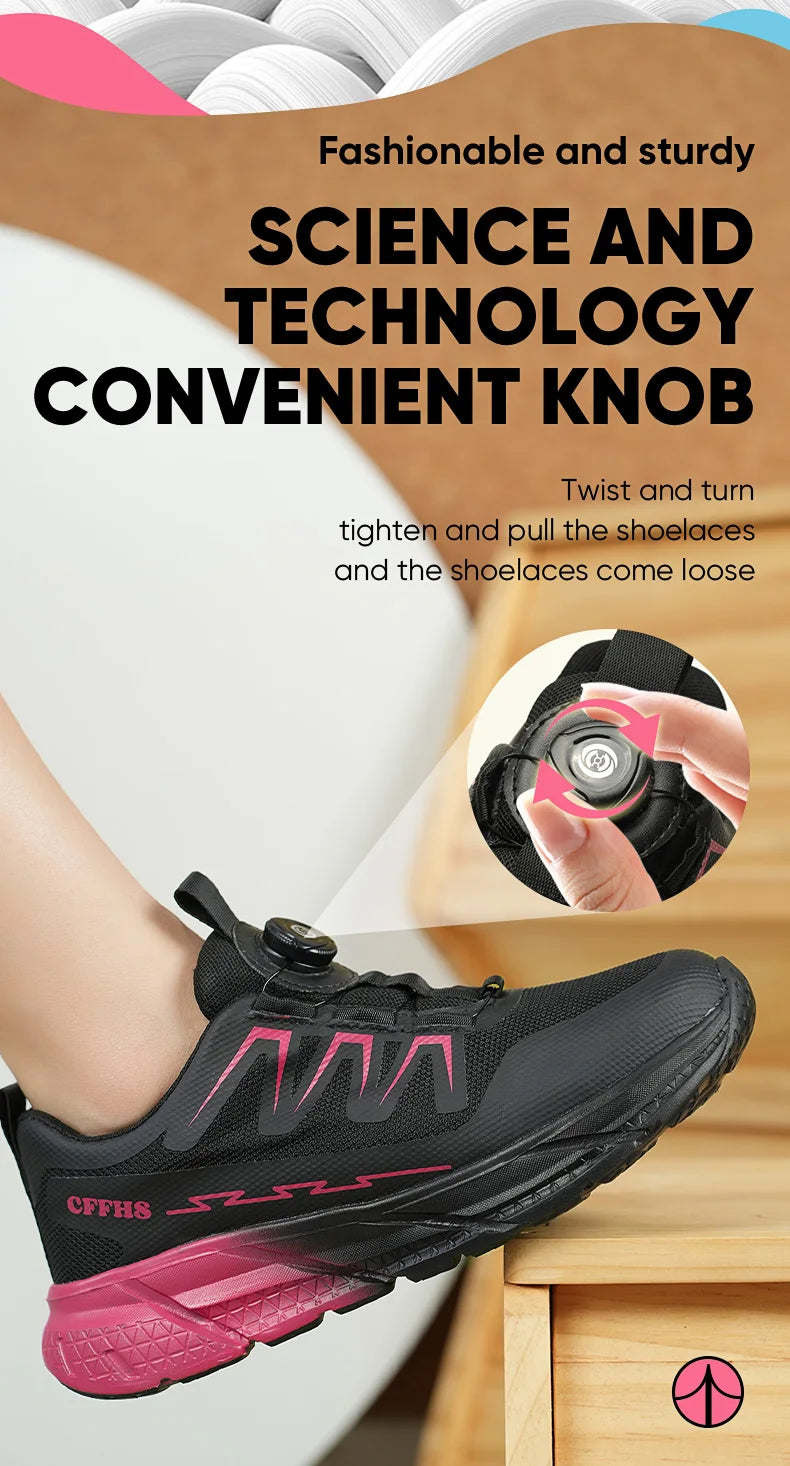 Zapatos de seguridad para mujer, botas de trabajo con punta de acero, zapatillas deportivas transpirables a prueba de perforaciones, botas de seguridad cómodas para construcción