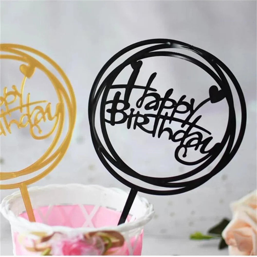 10 Uds. De plástico Gittler, adorno para tarta de feliz cumpleaños, letrero decorativo ostentoso, adorno para tarta de feliz cumpleaños, decoración de postre de cumpleaños para niña