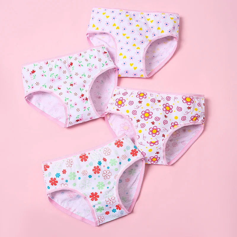 Conjuntos de bragas de algodón para niñas y niños, calzoncillos cortos, ropa interior para niños, pantalones cortos de dibujos animados, calzoncillos, bragas de encaje, 3/6/12 Uds.
